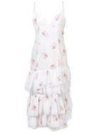 Brock Collection Floral Print Tiered Skirt Dress - White