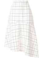 Tibi Midi Check Skirt - White