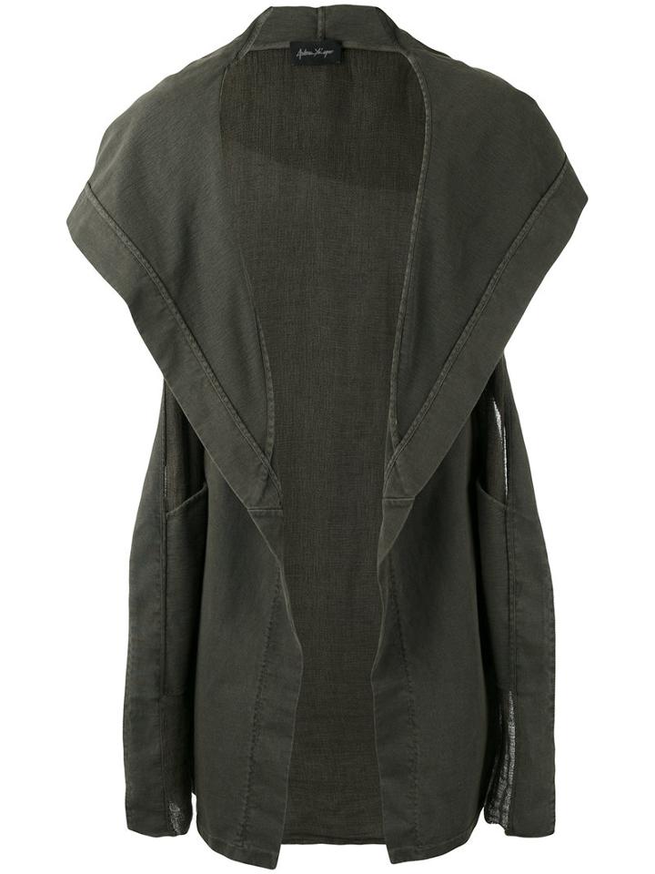 Andrea Ya'aqov Hooded Vest, Men's, Size: Small, Brown, Cotton/linen/flax