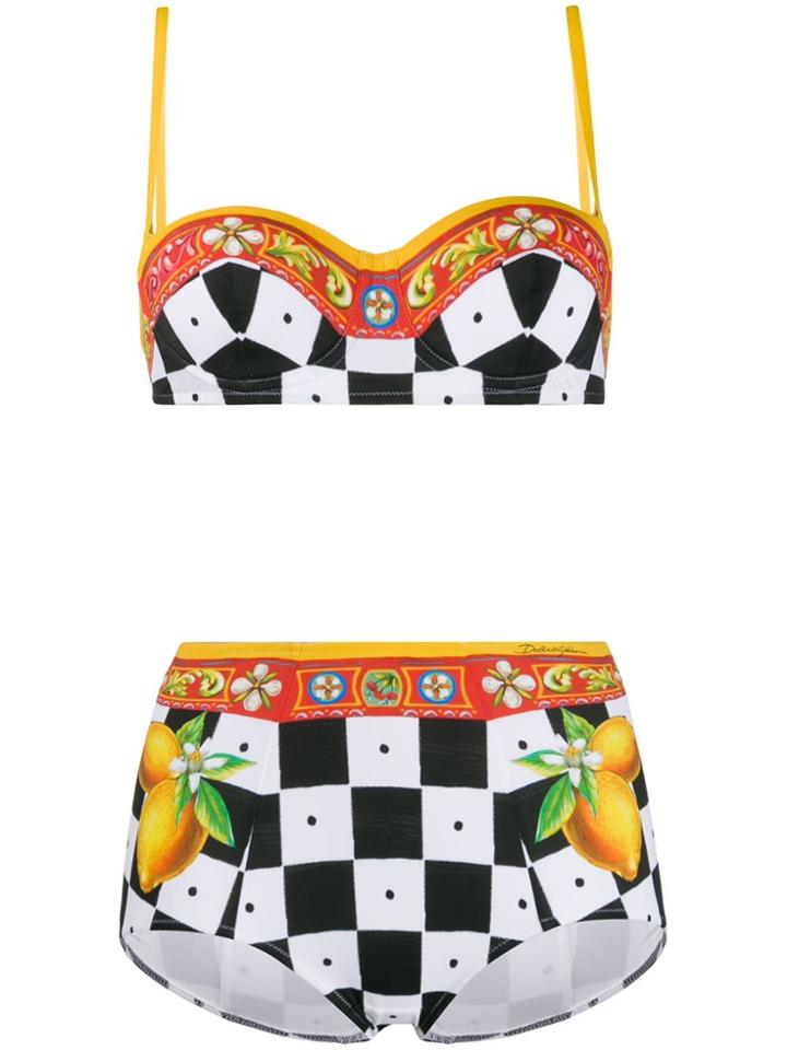 Dolce & Gabbana Lemons Print Bikini Set - Black
