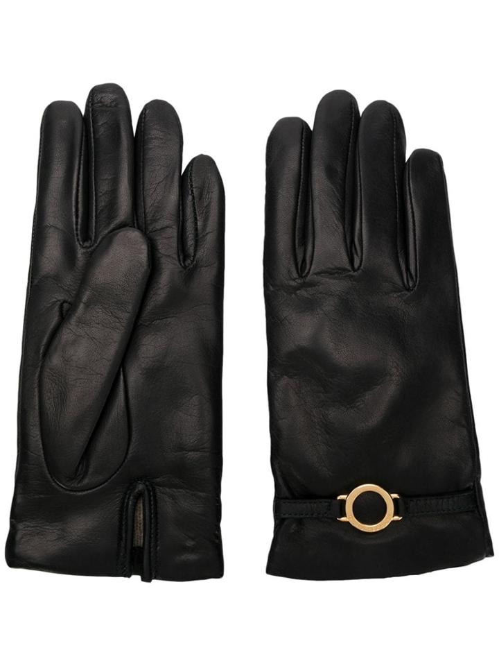 L'autre Chose Leather Gloves - Black