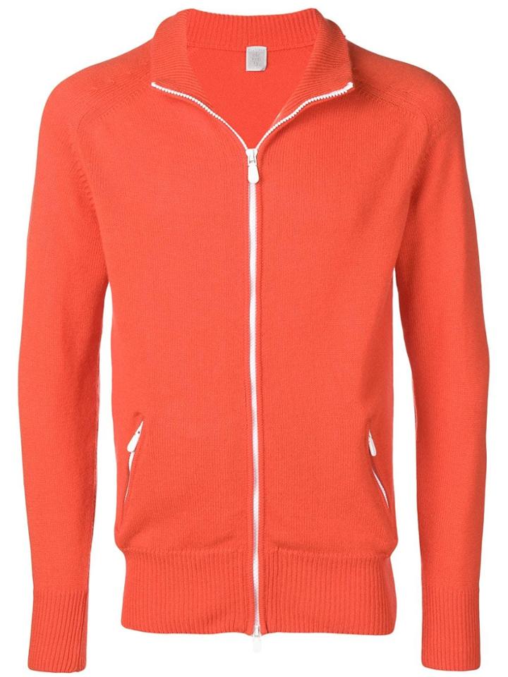 Eleventy Zipped Cardigan - Orange