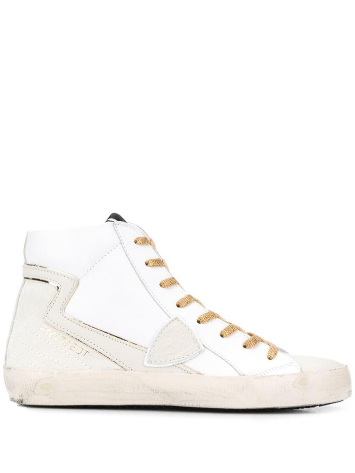 Philippe Model Glitter Detail Side Zip Sneakers - White