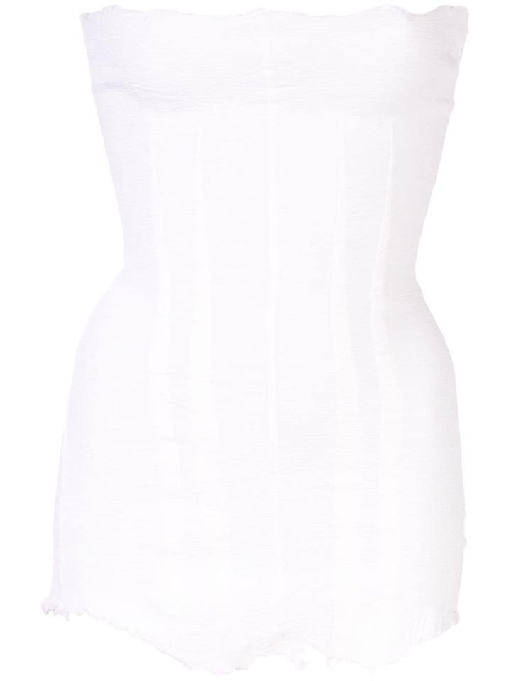 Marc Le Bihan Frayed Strapless Top - White