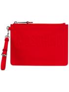 Moschino Embossed Logo Clutch - Red