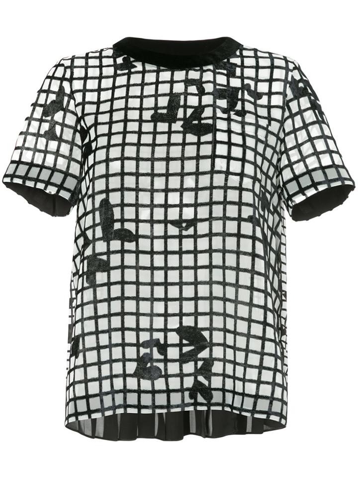 Sacai Grid Printed Blouse - Black