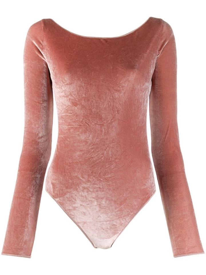 Oseree Slim-fit Backless Bodysuit - Pink