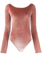 Oseree Slim-fit Backless Bodysuit - Pink