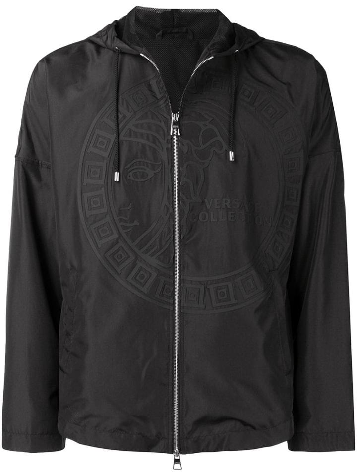 Versace Collection Logo Hooded Jacket - Black