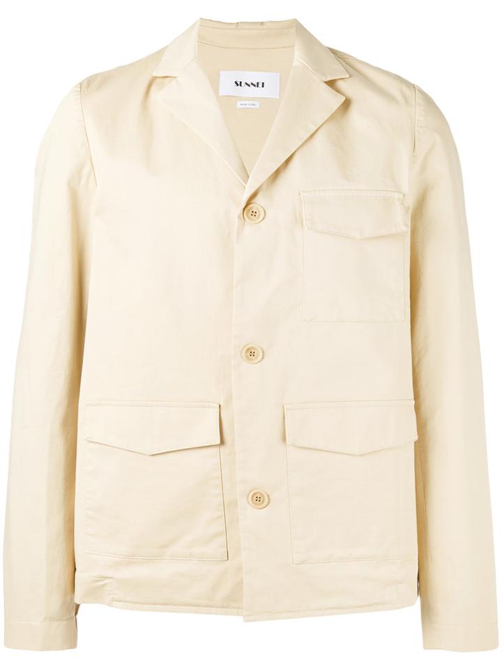 Sunnei - Three Button Blazer - Men - Cotton/spandex/elastane - M, Nude/neutrals, Cotton/spandex/elastane