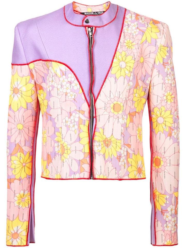 Maison The Faux Floral Print Biker Jacket - Multicolour