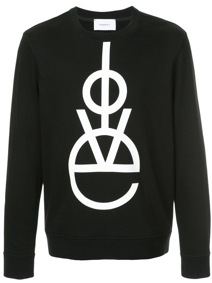 Ports V Love Slogan Sweater - Black