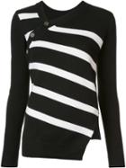 Proenza Schouler Asymmetric Striped Jumper, Women's, Size: Medium, Black, Cotton/cashmere