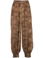 Nicholas Dotted Print Cropped Trousers - Brown