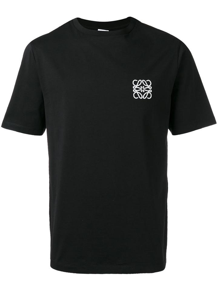 Loewe Logo Embroidered T-shirt, Men's, Size: Medium, Black, Cotton