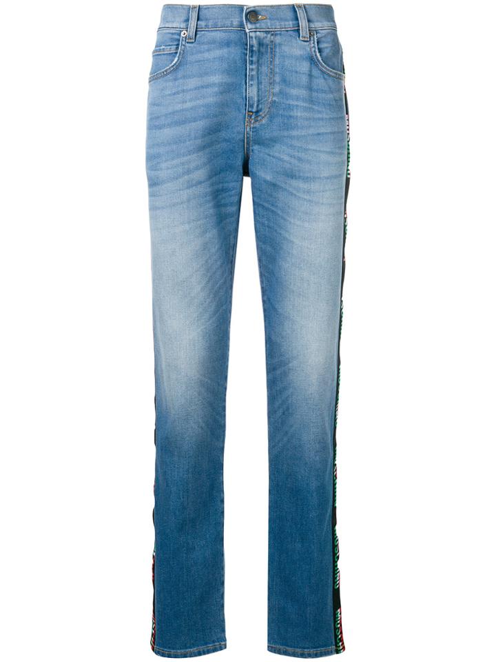 Moschino Side-logo Fitted Jeans - Blue