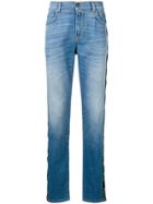 Moschino Side-logo Fitted Jeans - Blue