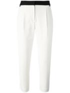 Tibi Contrasting Waistband Cropped Trousers - White