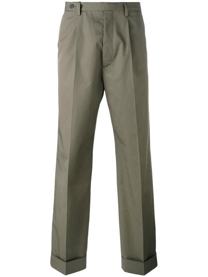 Maison Margiela Straight Leg Turn Up Trousers - Green