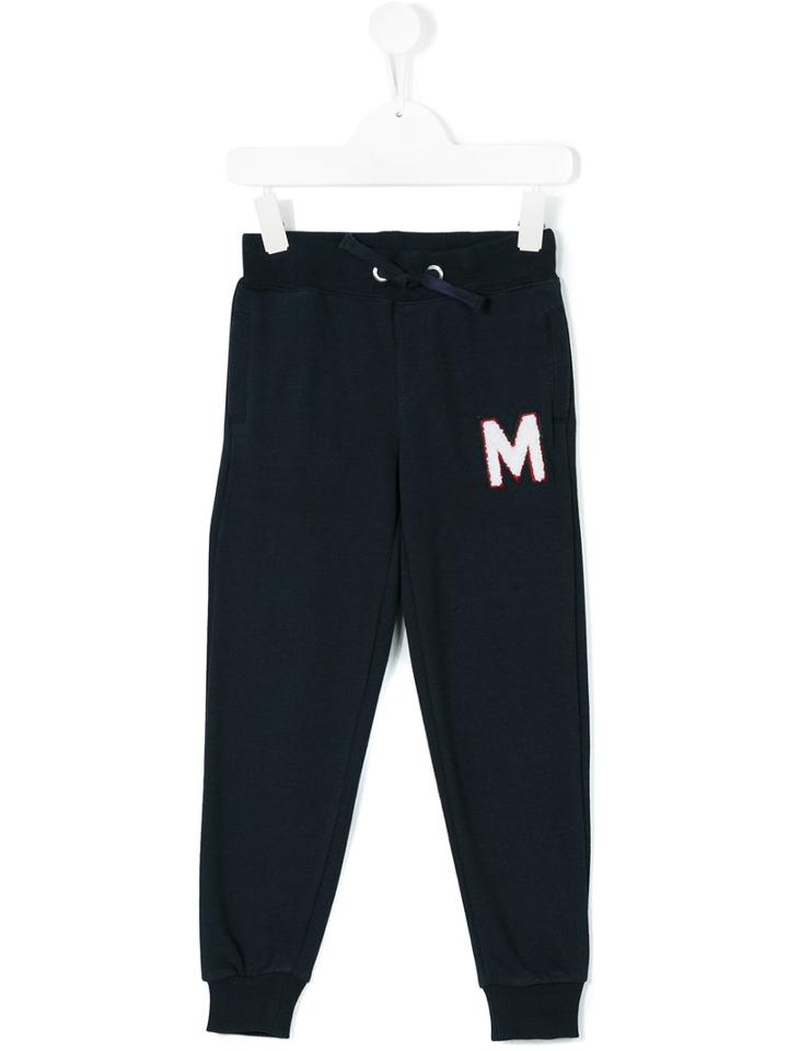Frankie Morello Kids - M Patch Track Pants - Kids - Cotton - 7 Yrs, Blue