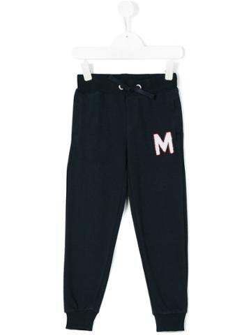Frankie Morello Kids - M Patch Track Pants - Kids - Cotton - 7 Yrs, Blue