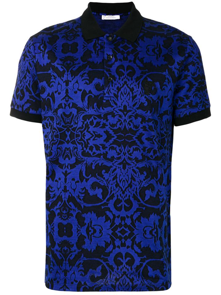 Versace Collection Patterned Polo Shirt - Blue