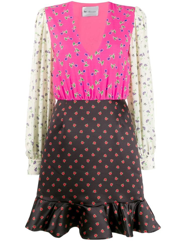 Be Blumarine Print-mix Ruffled-hem Dress - Pink