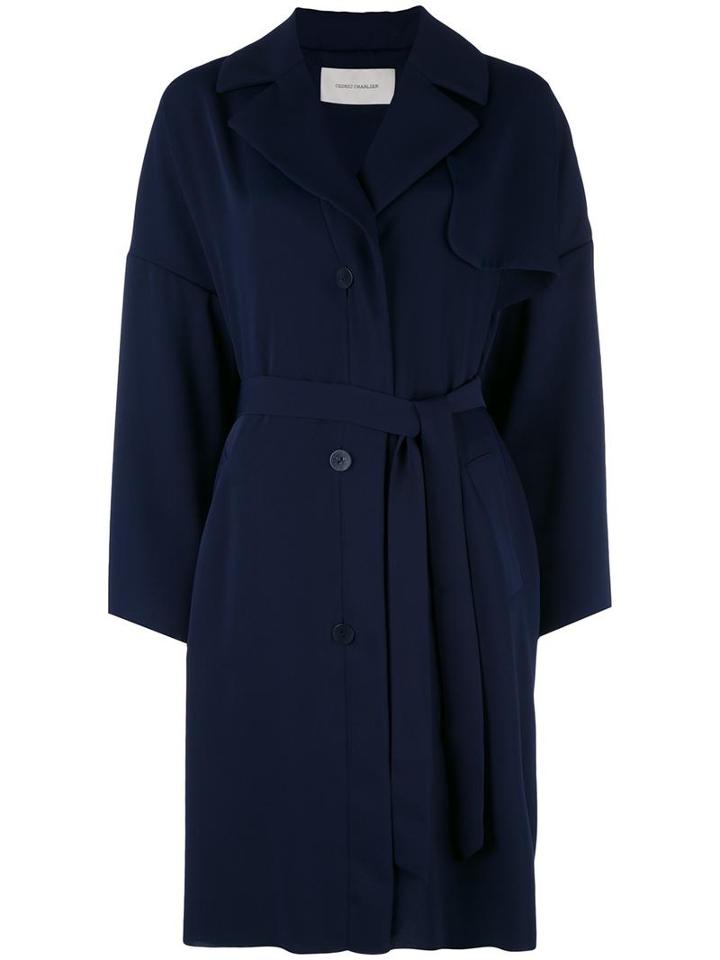 Cédric Charlier Double Breasted Coat, Women's, Size: Small, Blue, Polyester