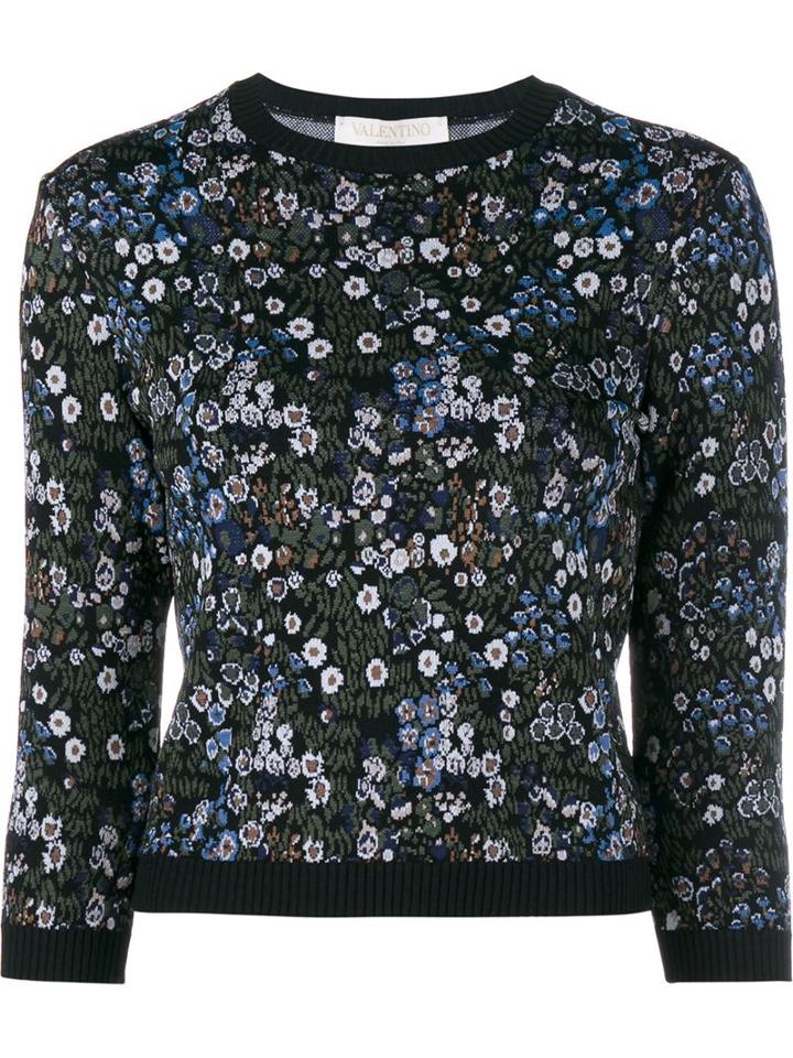 Valentino Jacquard Floral Sweater, Women's, Size: Small, Polyester/viscose