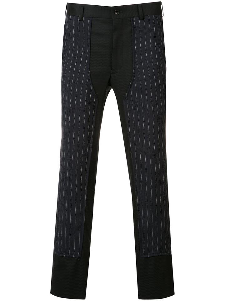 Comme Des Garçons Homme Plus Pinstripe Panel Trousers, Men's, Size: Large, Black, Silk/wool