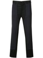 Comme Des Garçons Homme Plus Pinstripe Panel Trousers, Men's, Size: Large, Black, Silk/wool