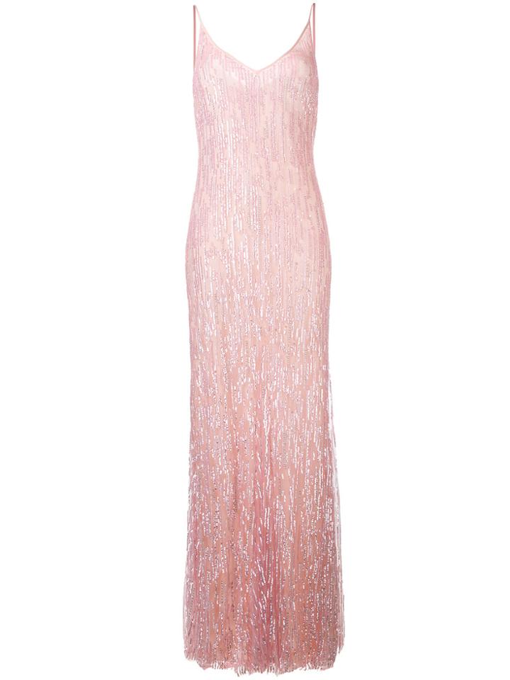 Amen Sequinned Evening Gown - Pink & Purple