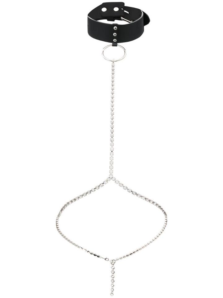 Alessandra Rich Hoop Choker - Black