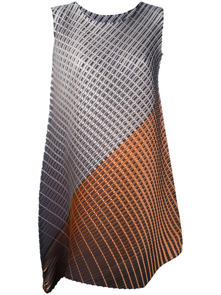 Pleats Please By Issey Miyake Pattern Dress, Women's, Size: 5, Yellow/orange, Polyester