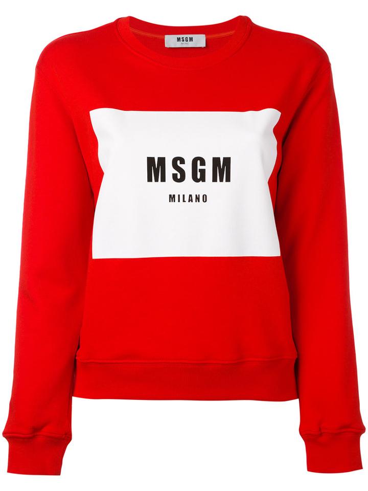 Msgm - Logo Print Sweatshirt - Women - Cotton - M, Red, Cotton
