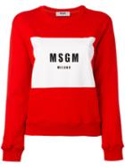 Msgm - Logo Print Sweatshirt - Women - Cotton - M, Red, Cotton