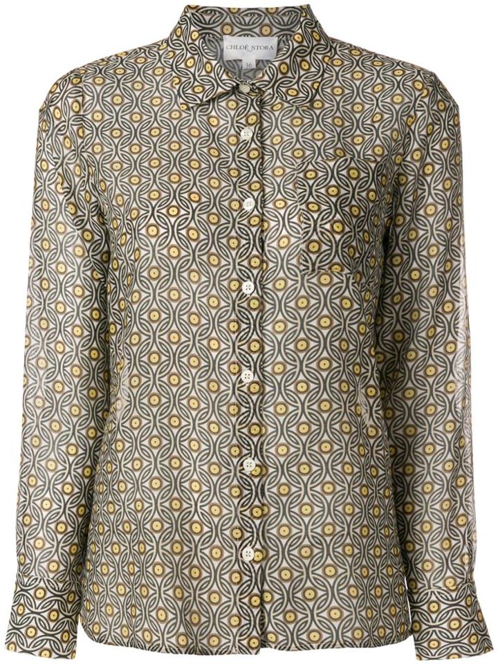 Chloe Stora Circle Printed Blouse - Brown