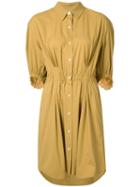 Sonia Rykiel Gathered Waist Shirt Dress, Women's, Size: 40, Yellow/orange, Cotton/spandex/elastane