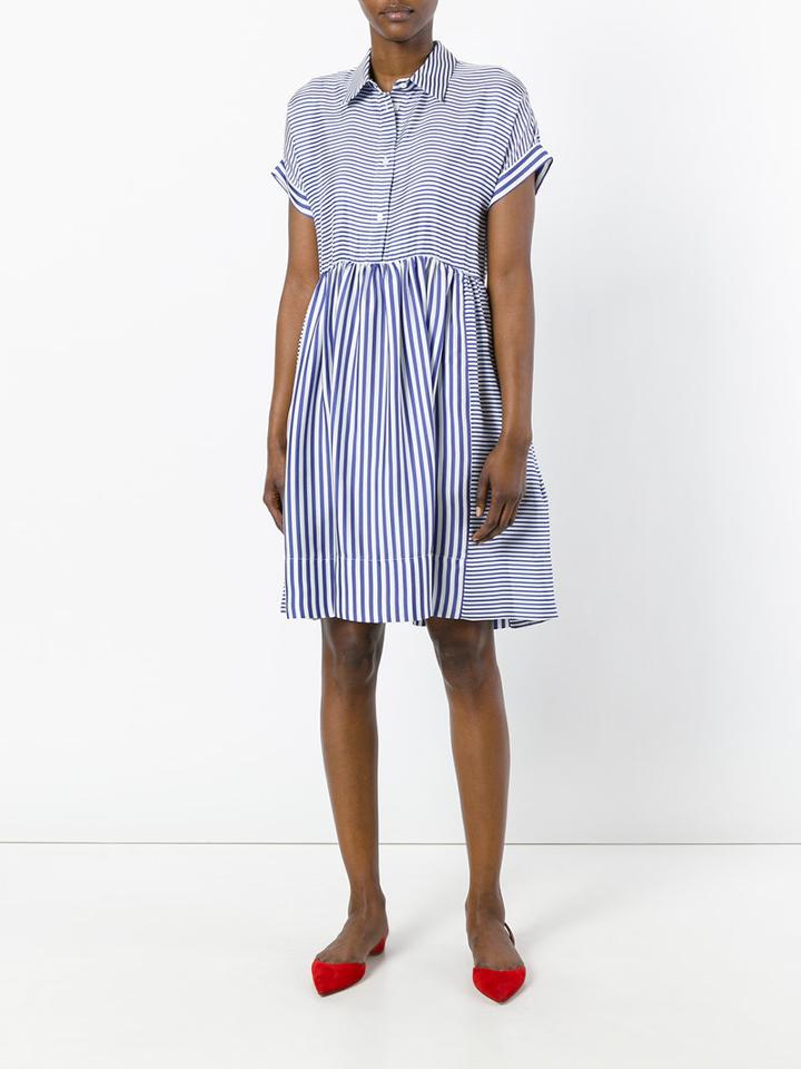 P.a.r.o.s.h. - Striped Flared Shirt Dress - Women - Silk - S, White, Silk