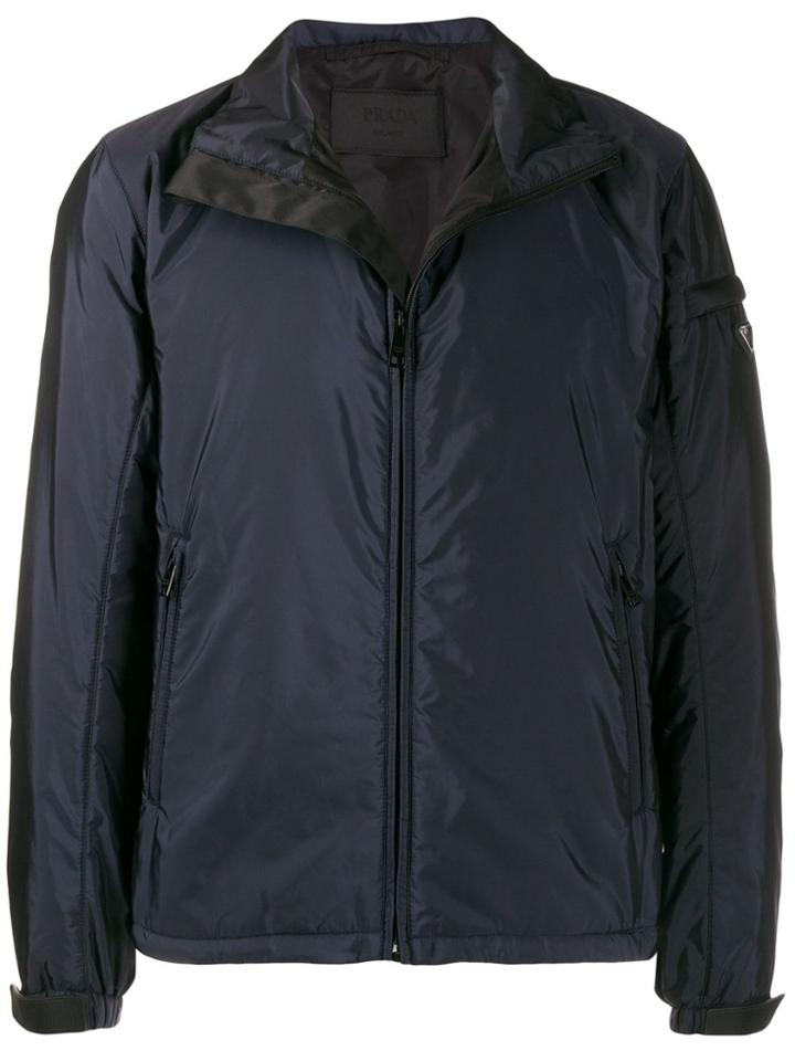 Prada Lightweight Logo Plaque Jacket - Blue