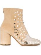 Maison Margiela Embellished Ankle Boots, Women's, Size: 37, Nude/neutrals, Chamois Leather/leather/pvc