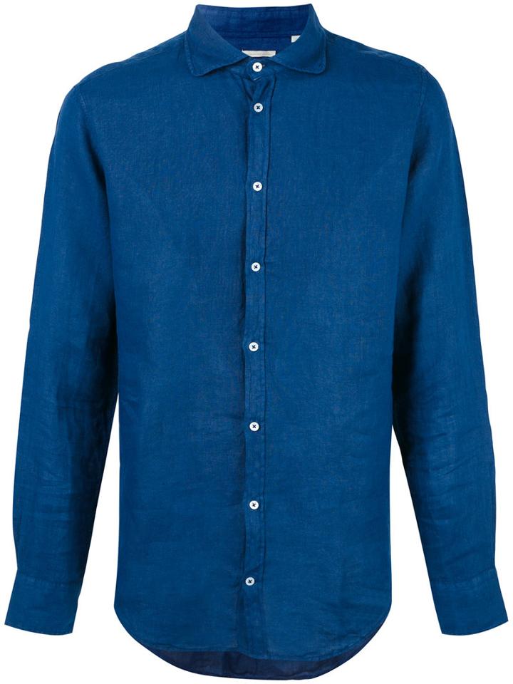 Massimo Alba Linen Shirt, Men's, Size: Large, Blue, Linen/flax