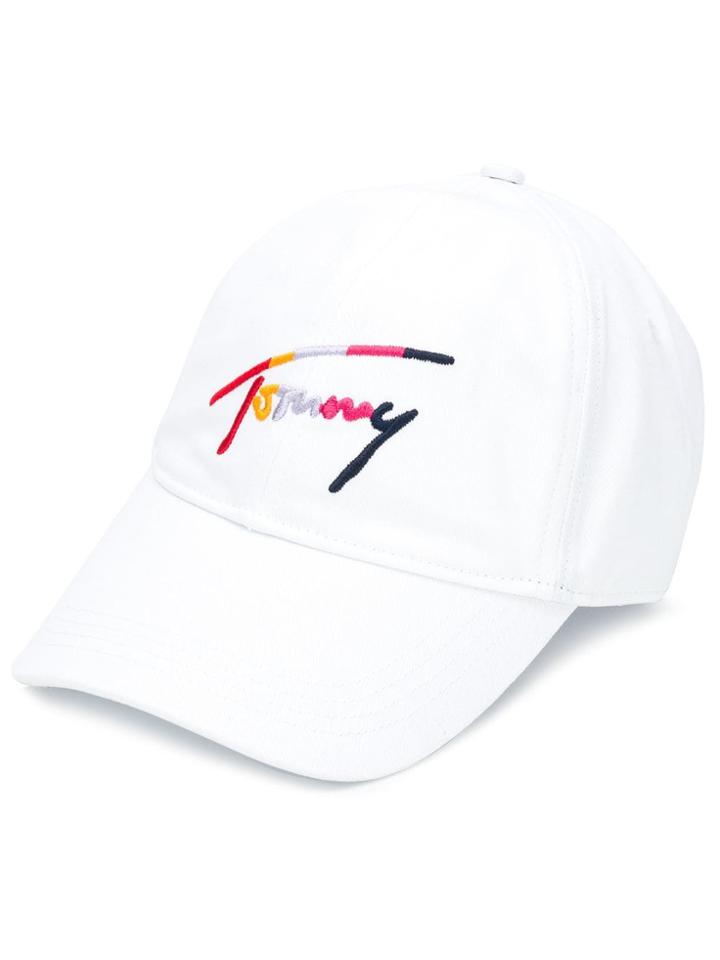 Tommy Hilfiger Contrast Logo Baseball Cap - White