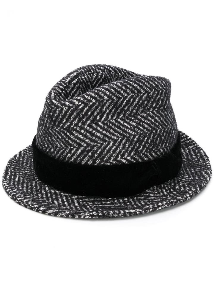 Dolce & Gabbana Striped Trilby Hat - Black
