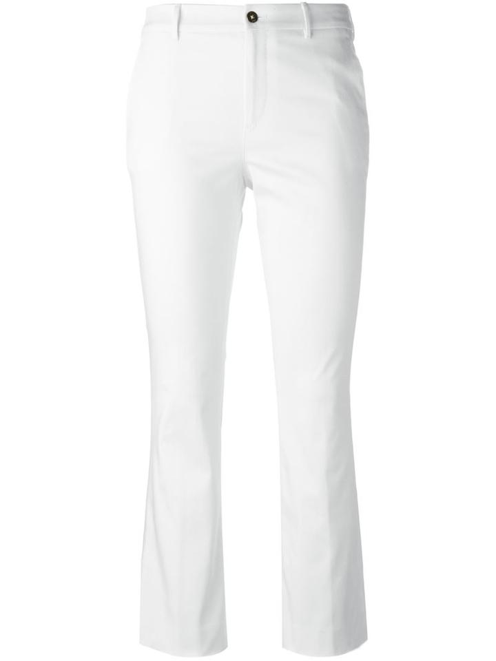 Pt01 Flared Cropped Trousers, Women's, Size: 38, White, Cotton/spandex/elastane