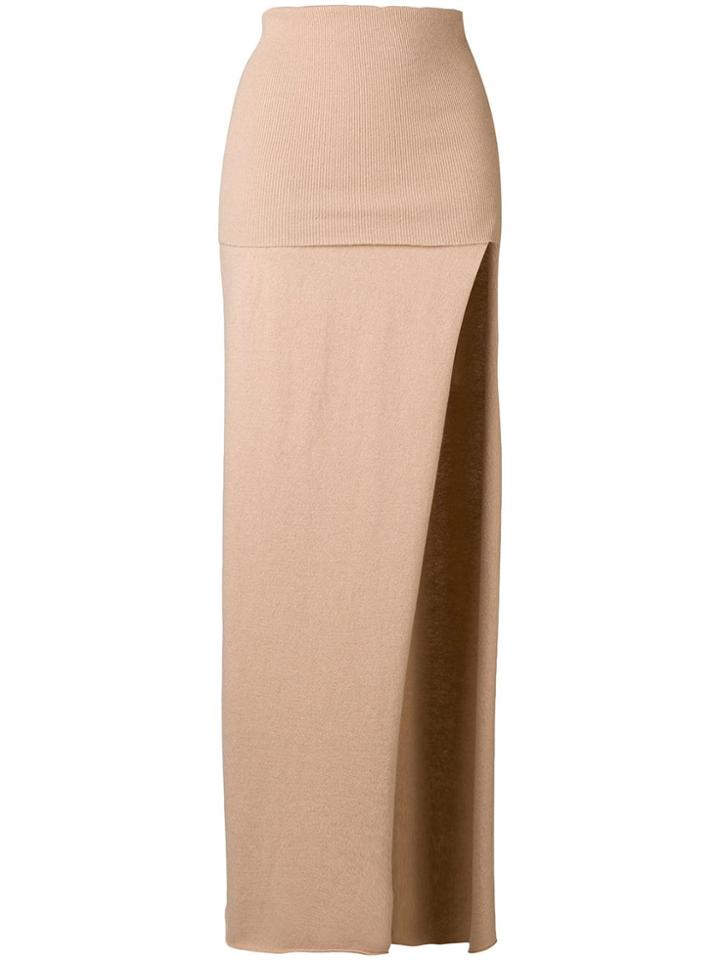 Jacquemus Knitted Side Slit Skirt - Nude & Neutrals