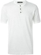 Dolce & Gabbana Polka Dot Henley T-shirt, Men's, Size: 50, White, Cotton