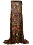 Amir Slama Printed Silk Maxi Skirt - Black