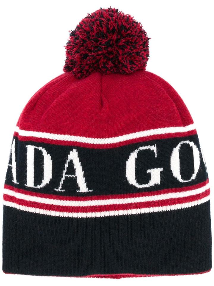 Canada Goose Logo Pom-pom Beanie - Red