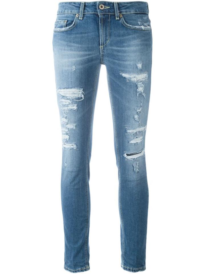 Dondup Distressed Skinny Jeans, Women's, Size: 31, Blue, Cotton/spandex/elastane/polyester